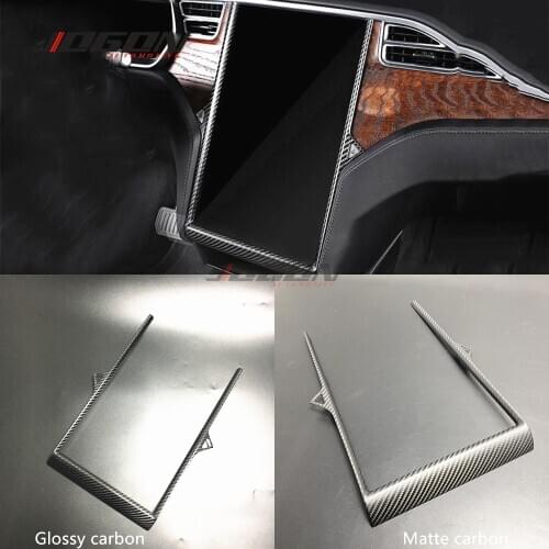 Glossy & Matte Real Carbon Fiber For Tesla Model X S 2014- 2018 Car Central Console GPS Navigation Frame Cover Trim