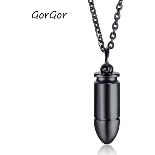 GorGor 2020 Trendy Classic Stainless Steel Bullet Rose Gold Hip Hop Pendant Necklace for Couple Simple Jewelry Gift PN-253