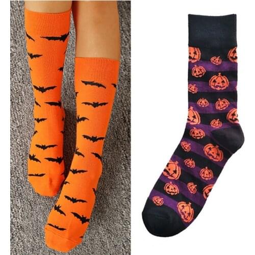 Halloween Bats Pumpkin Cartoon Socks Knee-High Socks Halloween Cosplay Props Gifts Party Decoration