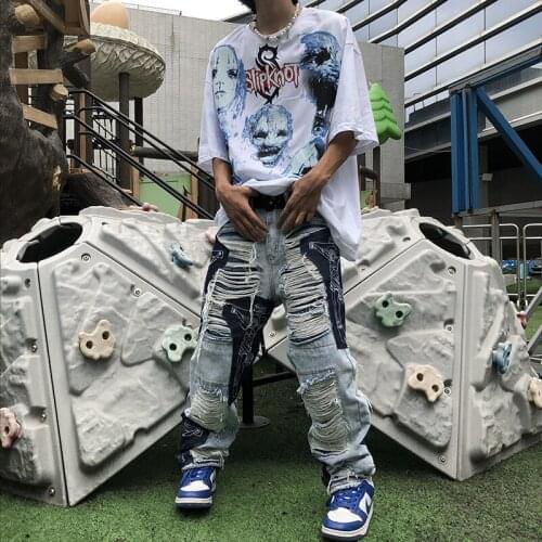 Hiphop mens high street straight baggy jeans