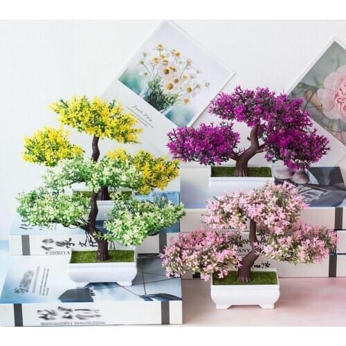 1Pc Artificial Plants Bonsai Small Pot Plants Simulation Fake Flowers Ornament for Home Decoration Hotel Garden Decor