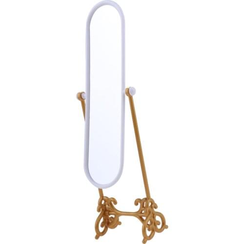 Dolls Bedroom Furniture Fitting Room Gold Dressing Mirror Model Furniture Play Set for Dolhouse Kid Pretend Play Toy