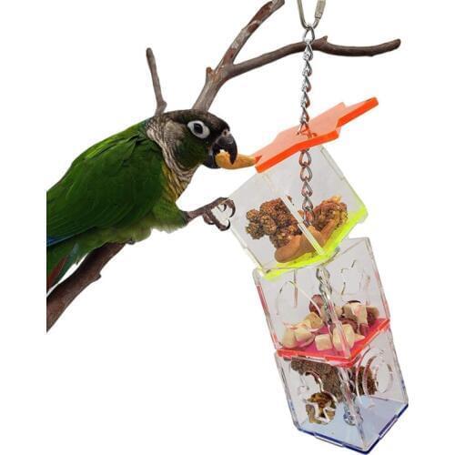 Multi-Layer Parrot Feeding Box Bird Foraging Device Nibble Toy Hanging Grass Star Box Cage Toy
