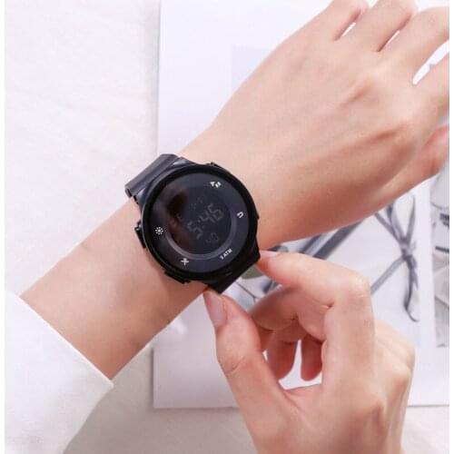 Fashion Waterproof LED Digital Watch With PU Leather Strap Round Dial Wrist Watch for Casual Daily Kids Boys Girls HSJ88