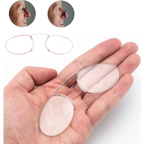 Nose Glasses Pince-Nez Clip Reading Glasses Foam Magnifier Mens Glasses Round Glasse Without Frame