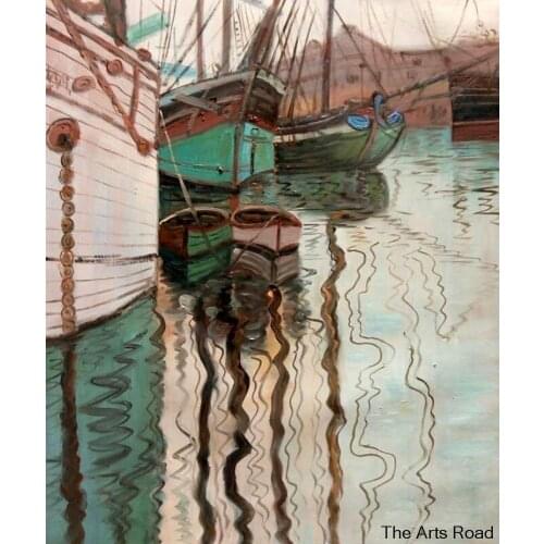 Wall Art Paintings for Living Room Harbor of Trieste, 1907 Egon Schiele Canvas Painting Abstract Landscape Art