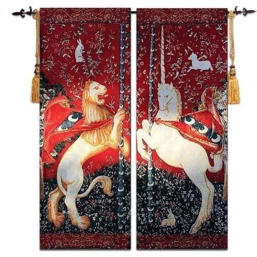 Belgium Art Wall hanging Tapestry Moroccan Decor Wall Cloth Tapestries Gobelin Wall Carpet tapiz Lion And Unicorn a pair
