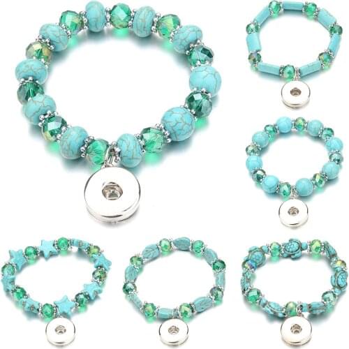 New Snap Jewelry Bracelets Handmade Beaded Snap Bracelet Bangle Fit 18mm Snap Button Jewelry for Women Men DIY Bracelet