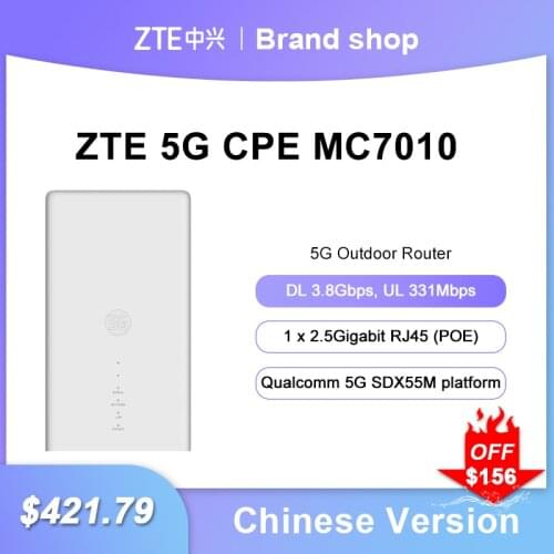New ZTE Outdoor Router MC7010 5G Sub6+4G LTE 5G NR NSA+SA Qualcomm 5G SDX55M platform n1/n3/n7/n8/n20/n28/n38/n41/n77/n78/79