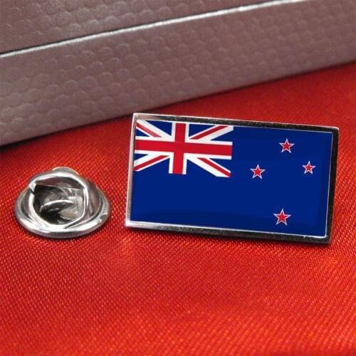 Custom flag badges High quality New Zealand Flag metal Lapel Pin Badge Tie Pin factory customized lapel badge