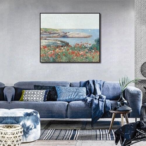 Poster Card Wall Stickers Seaside Impressionist Landscape Decorative Painting Living Room Study Model Room Entrance Mural