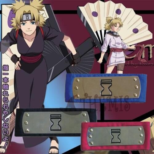 Athemis Headbands for Narotu Ninja Gaara Temari Kankuro Bakis cosplay costume shown Black Blue Red Color to Choose