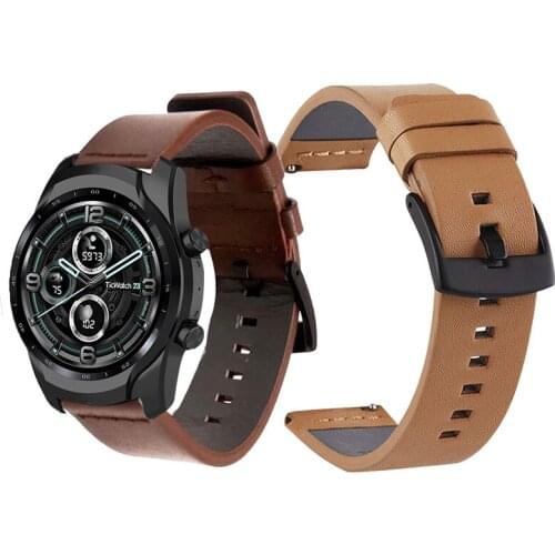 Genuine Leather Strap For Ticwatch Pro 3 GPS watch Band For Ticwatch Pro 2020/GTX/E2/S2 Mens Strap Replacement Sport Bracelet