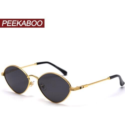 Peekaboo retro polarized sunglasses vintage women small frame square male sun glasses metal gold rhombus uv400 2021 summer