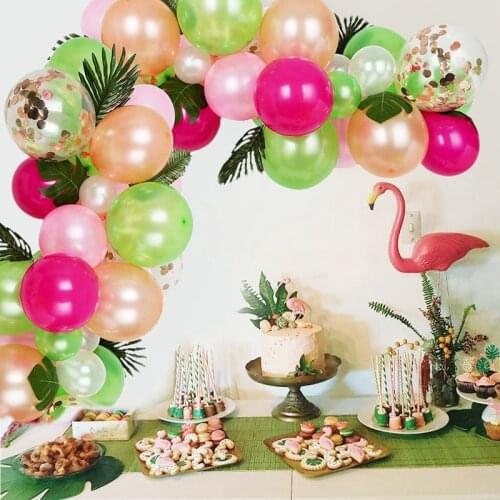 Tropical Hawaiian balloon green wreath arch kit balloon chain baby shower confetti balloon birthday summer party decoration