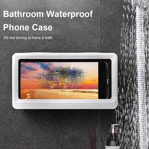 Bathroom Waterproof Phone Case Wall Mounted Phone Case Waterproof Holder Convenient Safe Phone Holder Bathroom Accessories