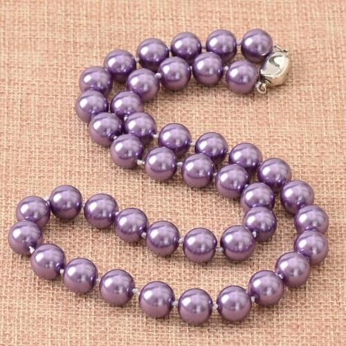 Jewelry Necklace Diy Light Shell Synthetic Pearl Necklace Round Beads 10mm High Grade Women Fashion Jewelry Making 18inch