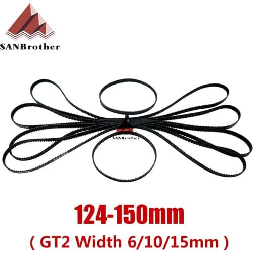 3D Printer Parts GT2 Closed Loop Timing Belt Rubber 2GT 6mm124 126 128 130 132 134 136 138 140 142 144 146 148 150mm Synchronous