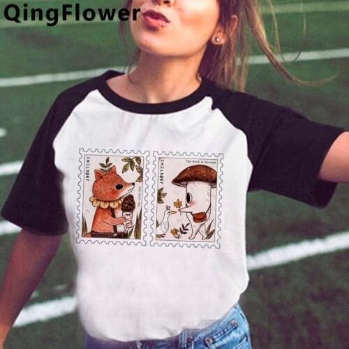 Mushroom summer top tshirt women vintage print aesthetic graphic tees women 2021 t shirt vintage