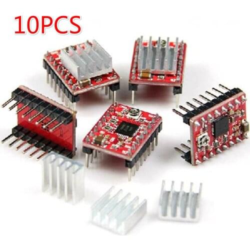 10PCS/LOT A4988 Stepstick Stepper Motor Driver Module + Heat Sink for 3D Printers Reprap