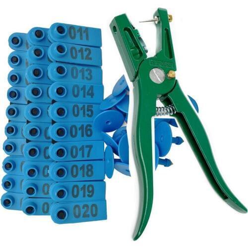 100 pcs Ear Tag sheep Marker Applicator 001-100 Ear Tags for Goat Identification Kit Ear Tagger with 2pcs Pins Ear Tag Pliers