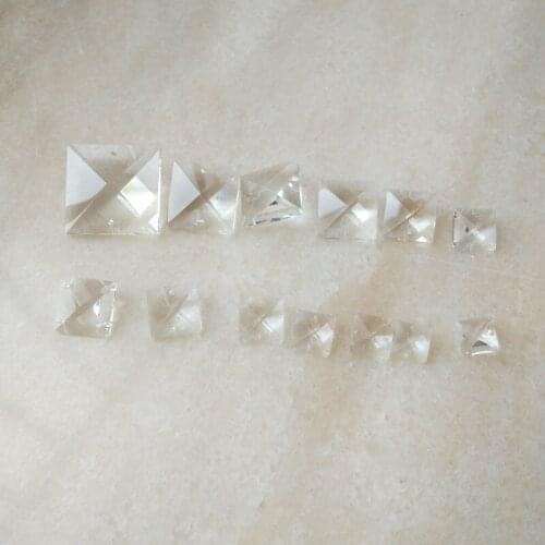 100pcs/lot 14~30MM machine grinding clear square crystal beads prism DIY chandelier crystal in 2 holes Home Curtain Accessories