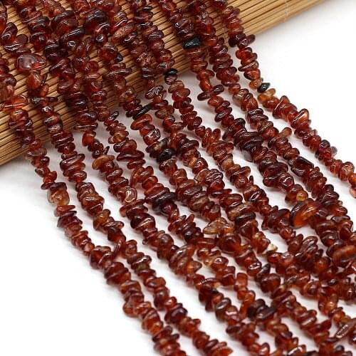 2021 Red Garnets Gravel Beads Irregural Natural Stone Loose Beads for Making Jewelry Necklace Size 3x5-4x6mm Length 40cm