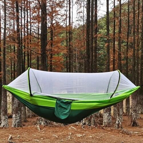 2021 Speed Open Hammock Mosquito Net Portable Outdoor Parachute Swing Sleeping Anti-rollover Hammock Camping Supplies