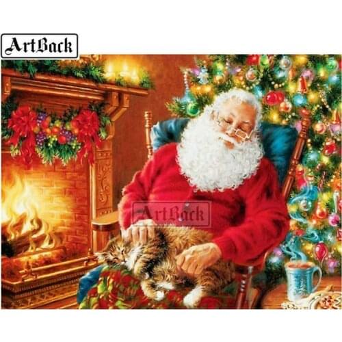 5d diy diamond painting christmas gift santa claus fireplace 3d diamond embroidery full square / round drill rhinestone