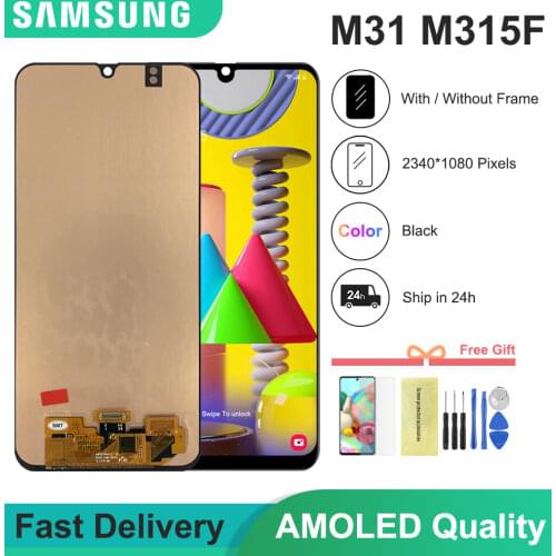 6.4'' Super AMOLED For Samsung Galaxy M31 LCD M315 M315F SM-M315F LCD Display Touch Screen Digitizer With Frame Repair Parts