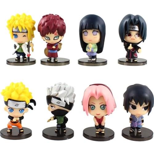 8pcs/Set Naruto Shippuden Anime Gaara Sasuke Sakura Kakashi Itachi Namikaze Minato Hyuga Hinata Action Figure Mini Model Toys