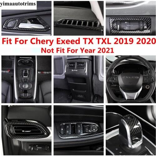 ABS Carbon Fiber Accessories For Chery Exeed TX TXL 2019 2020 Window Lift Head Light Steering Wheel Gear Air AC Vent Cover Trim