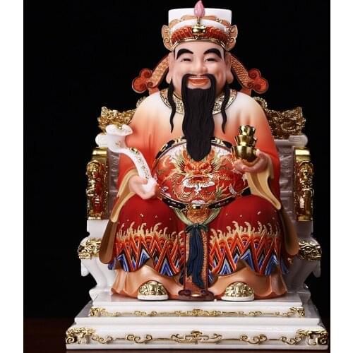 Asia HOME Alter Temple High grade jade God of wealth CAI SHEN YE GOD statue shop company bring money GOOD luck FENG SHUI statue