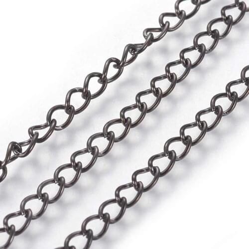 Jewelry Findings Iron Twist Chains, Come On Reel, Black, 5x3.5x0.8mm