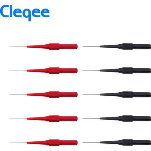 Cleqee P5007 10pcs Insulation Piercing Needle Non-destructive Multimeter Test Probes Red/Black