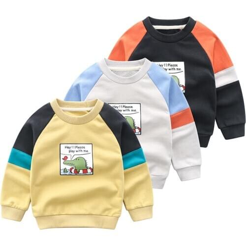 Jchao Kids Sweatshirts Girls Boys Clothes Cartoon crocodile print Long Sleeve Blouse Tops Sweater Shirt Childrens Clothing 2-8Y