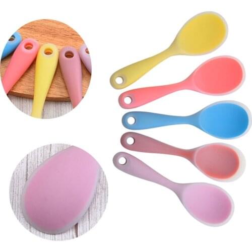 Eco-friendly Silicone Rice Scoop Paddle Heat-resistant Works for Rice Mashed Potato or More Rice Potato Food Service Spoon