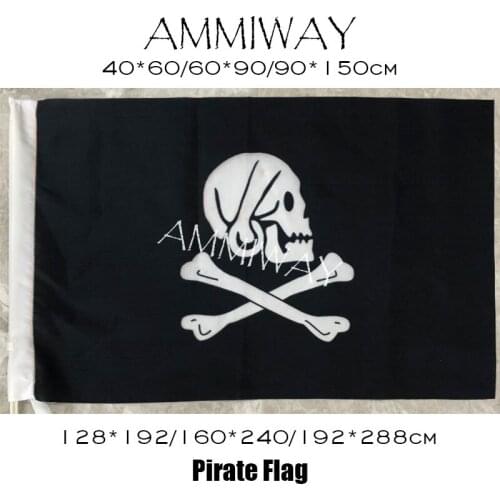 AMMIWAY Henry Every Pirate Skull and Cross Crossbones Sabres Flags and Banners Jolly Roger Skull Bone Single Double Sided Flag