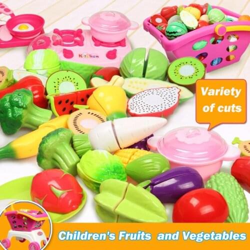 Pretend Play Set Plastic Food DIY Cake Toy Cutting Fruit Vegetable Kitchen Pretend Play Toys For Kids Children Educational Gift