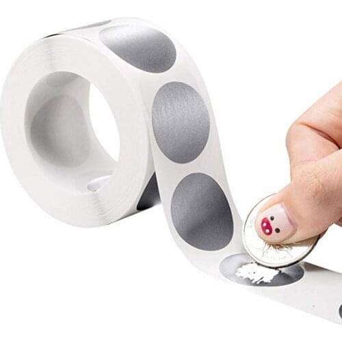 Round Silver Scratch Off Stickers 300pcs/roll Scratch Off Stickers For Party Activity Game Stickers Kids Diy Toys Stickers