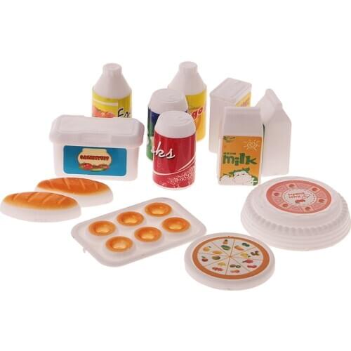 New Arrivals 12Pcs Dollhouse Miniature Juice Milk Drinks Food Set Pretend Play Classic Toy for Dolls Kids Kitchen Toys