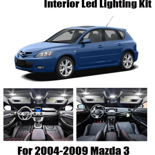 8 Bulbs White LED Car Reading Dome Light Interior Kit Fit For 2004 2005 2006 2007 2008 2009 Mazda 3 Trunk Cargo License Lamp