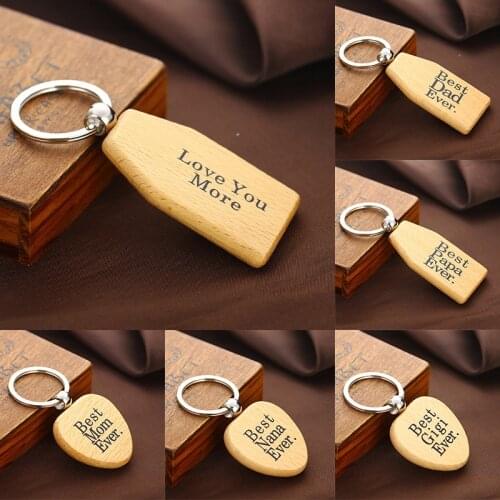 Best Family Ever Wood Keychain Mom Dad Nana Gigi Papa Grandma Wooden Keyring Love You More Key Chain Keyfob Family Jewelry Gifts