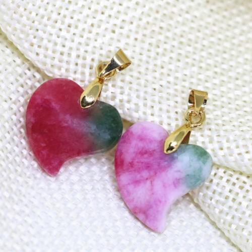 Multicolor jades lovely heart drop pendant 16mm 2pcs wholesale charms fit diy long chain necklace for women jewelry making B1875