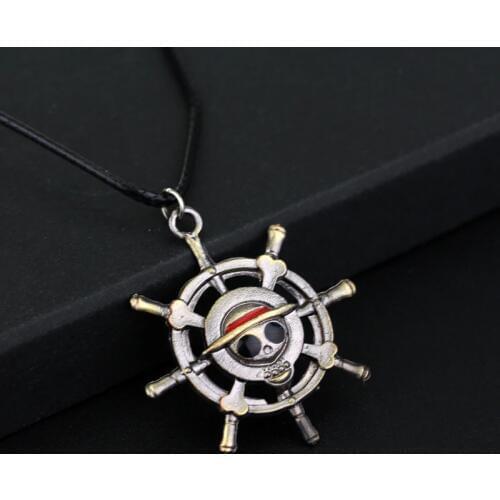 MQCHUN Anime One Piece Skull Necklace Monkey D Luffy THOUSAND SUNNY Logo Pendant Necklace collar for Women Men HC11757