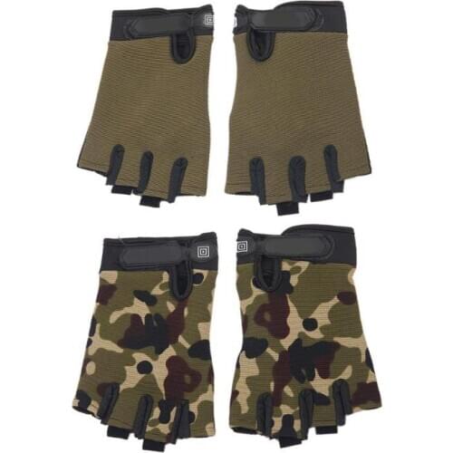 Men Camouflage Anti Slip Tactics Fitness Sport Half Finger Gloves