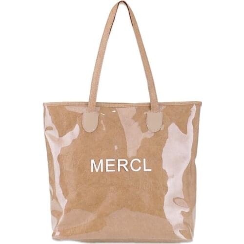 New Korean Letter Shoulder Womens Bag Double Layer Transparent PVC Handbag Red Fashion Paper Shopping Bag Purses And Handbags