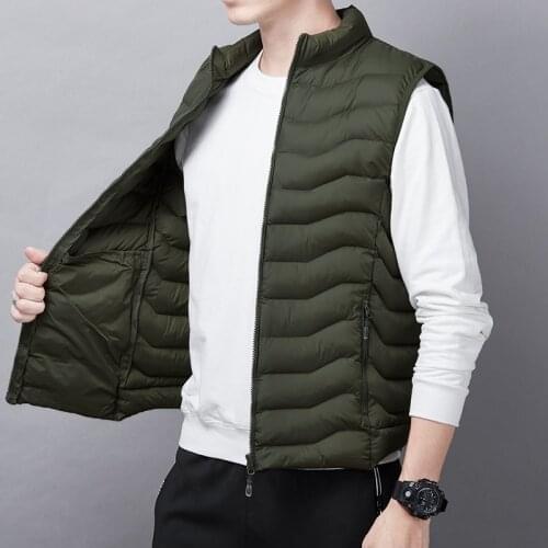 Down Cotton Vest Boys' Light And Thin Vest With Campshoulder Vest, Autumn And Winter MenS Coat Korean Fashion Handsome Youth