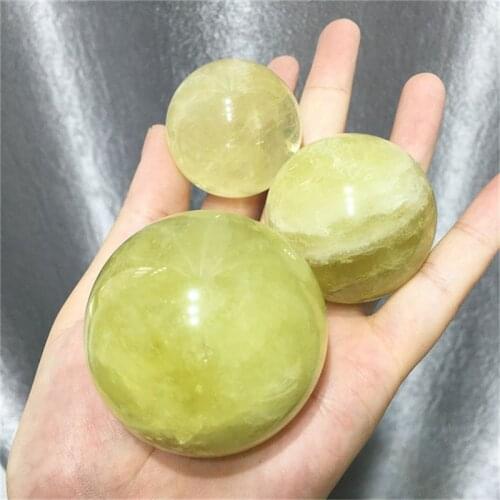 Wholesale magic natural yellow quartz rock citrine healing crystal sphere ball for christmas decoration