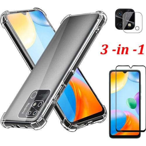 Phone Case For Xiaomi Redmi 9C NFC Case Safety Screen Protector Glass Redmi 9 C 9 A Shockproof Silicone Back Cover Xiomi Redmi9 9A 9C Cases